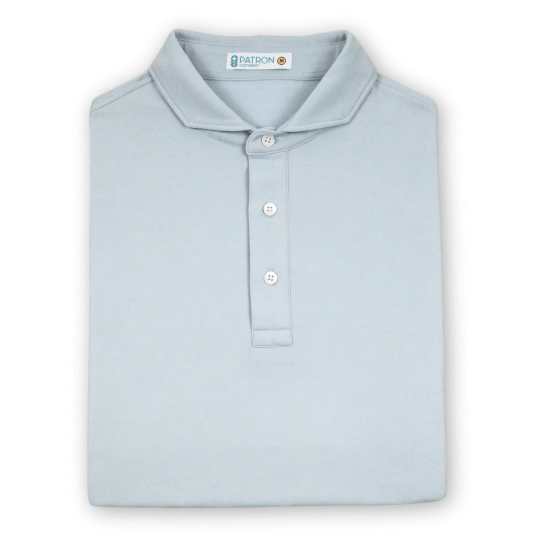 The Maverick Polo Blue by Patron Clothiers – Sustainable men’s premium casual polo shirt made with eco-friendly, breathable high-quality fabric, featuring a classic fit and stylish design ideal for everyday wear and outdoor activities